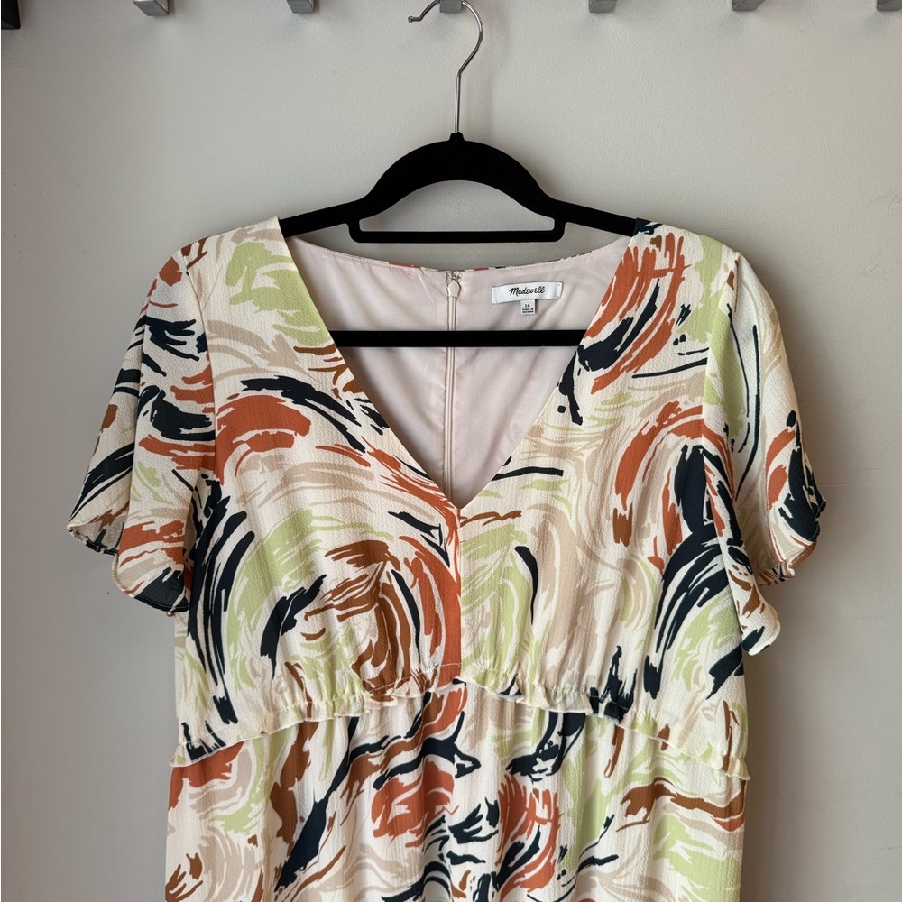Abstract Print V-Neck Dress